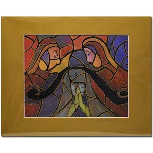 Artist Signed Gold Matted Abstract Art Print